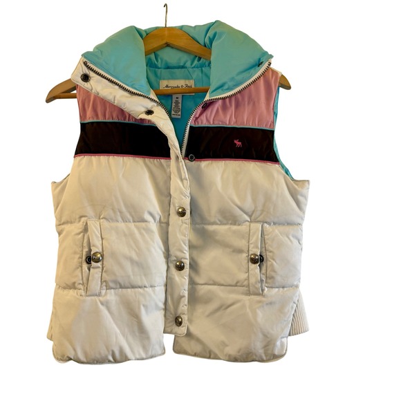 Abercrombie & Fitch Jackets & Blazers - Abercrombie Fitch Puffer Vest Womens M Color Block Down Quilted Full Zip